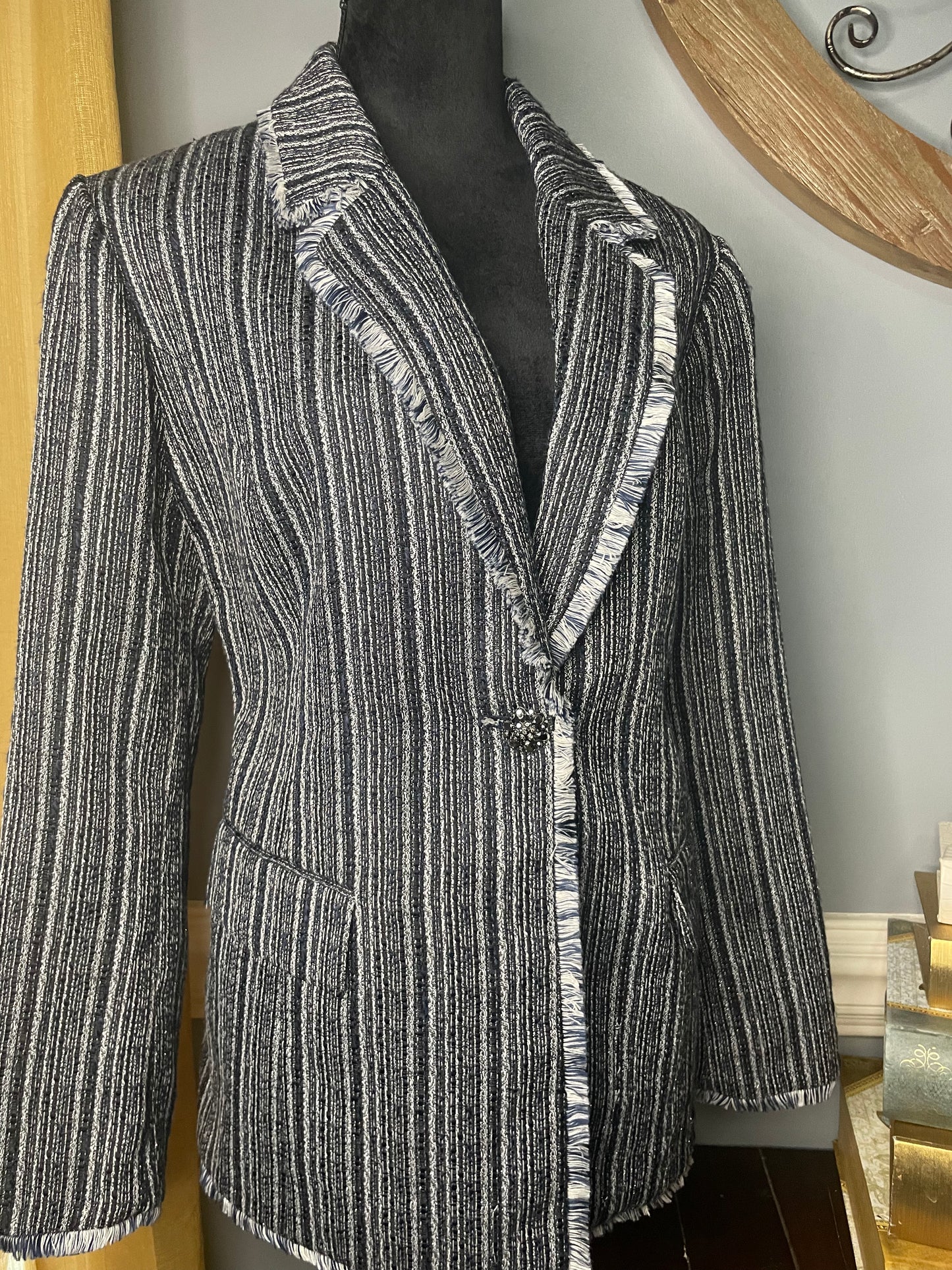 Chicos Denim Striped Blazer