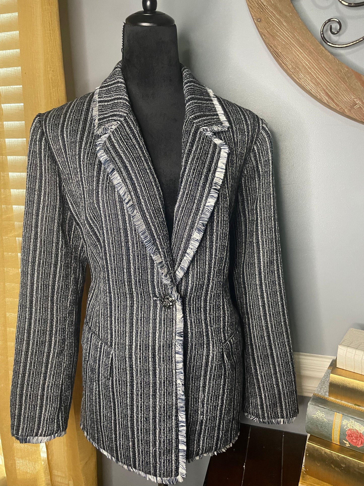 Chicos Denim Striped Blazer