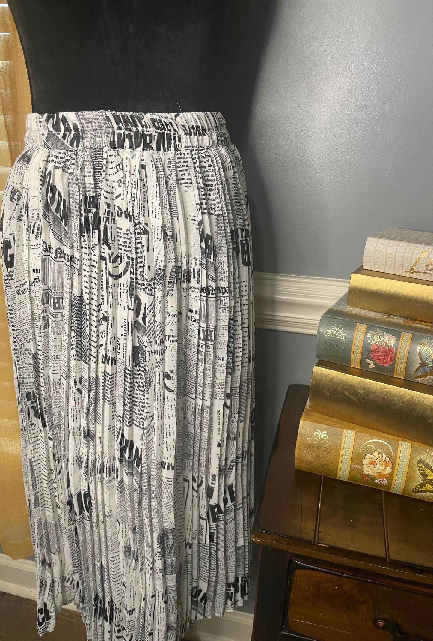 Pleated Newspaper Skirt