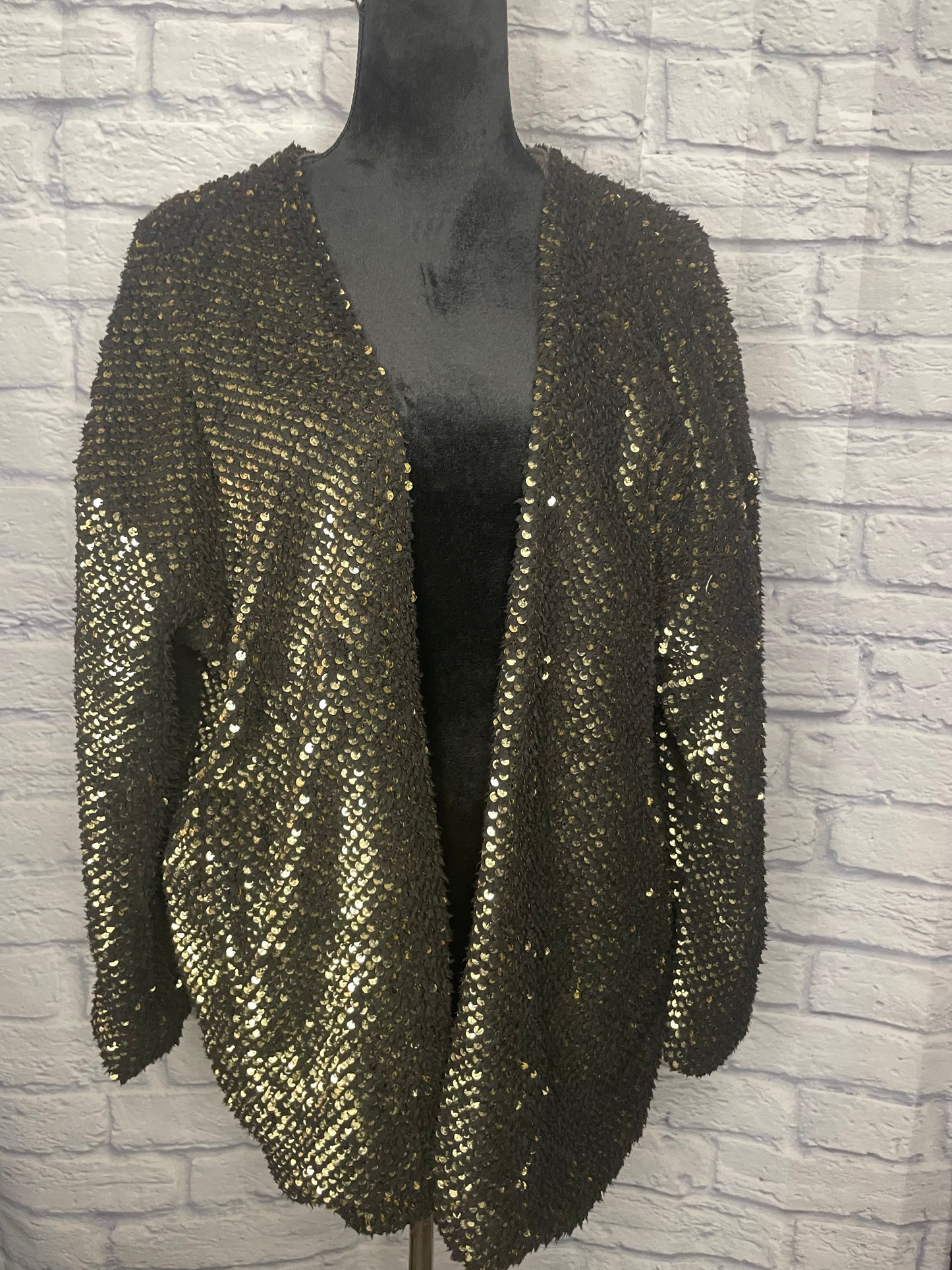 Express Black/Gold Sequin Cardigan