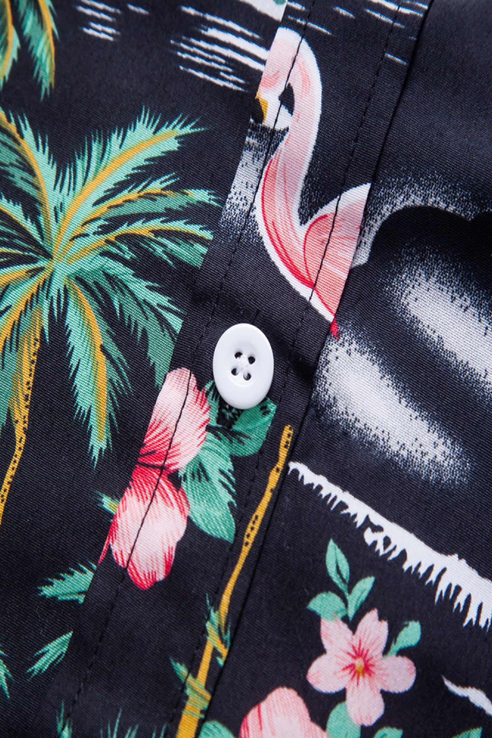 Tropical Print Button-Up Beach Shirt