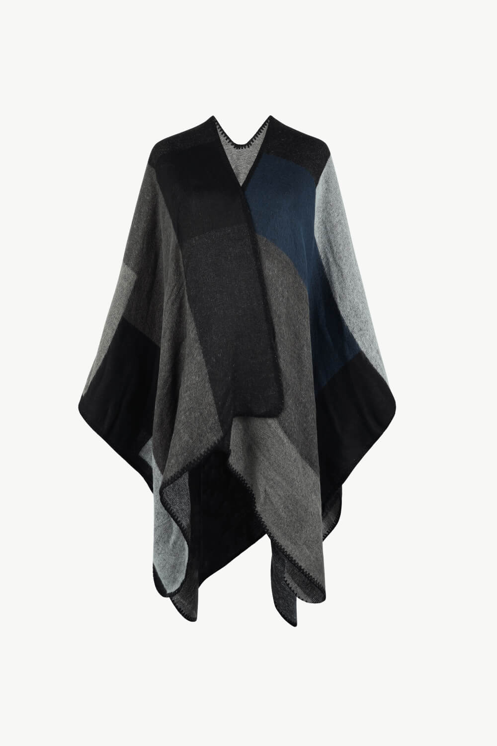 Color Block Open Front Poncho