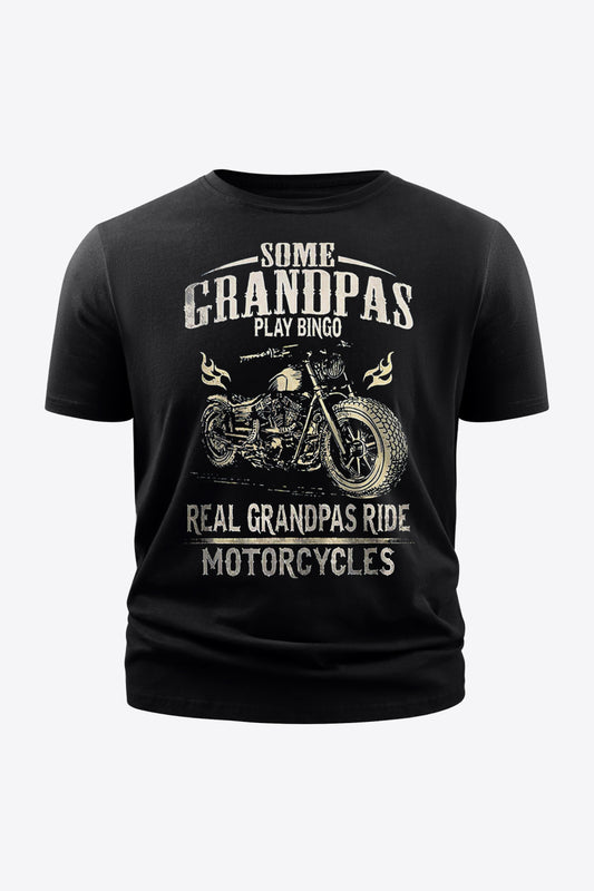 Slogan Motorcycle Graphic Round Neck Tee