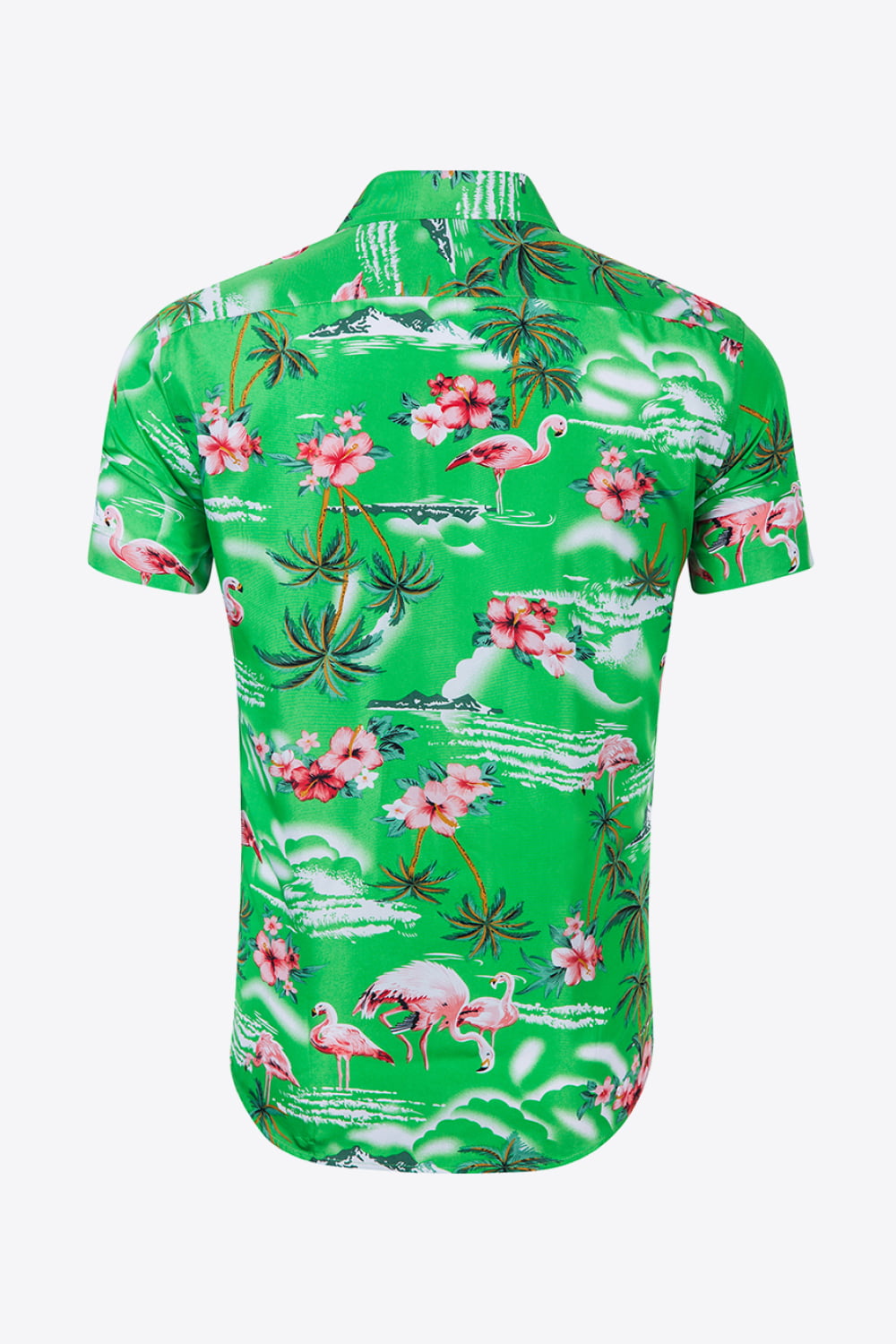 Tropical Print Button-Up Beach Shirt