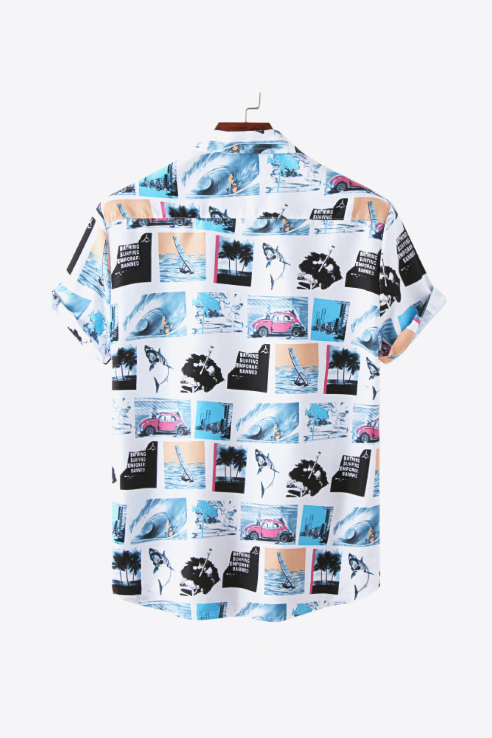 Full Size Printed Button-Up Short Sleeve Shirt