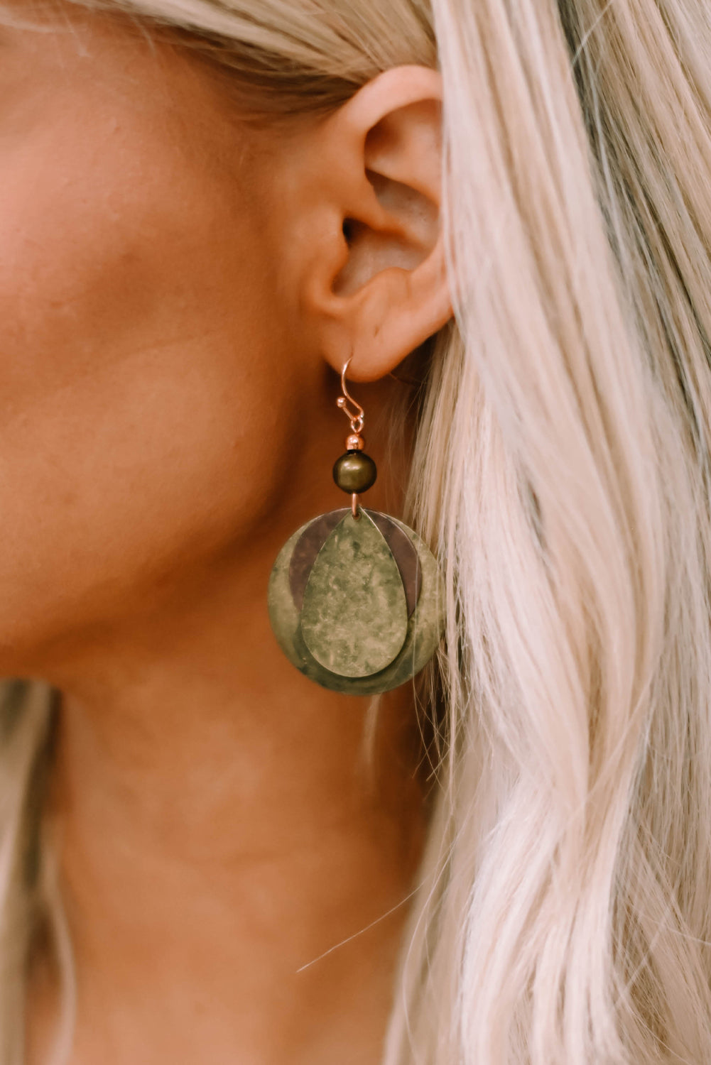 Vintage Layered Copper Drop Earrings