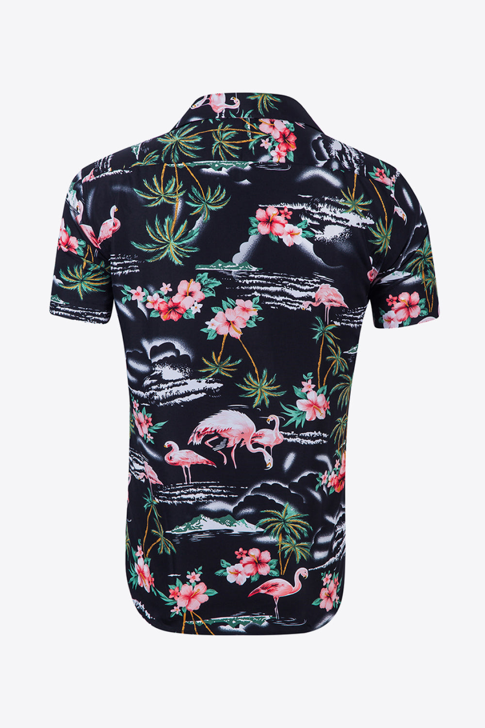 Tropical Print Button-Up Beach Shirt