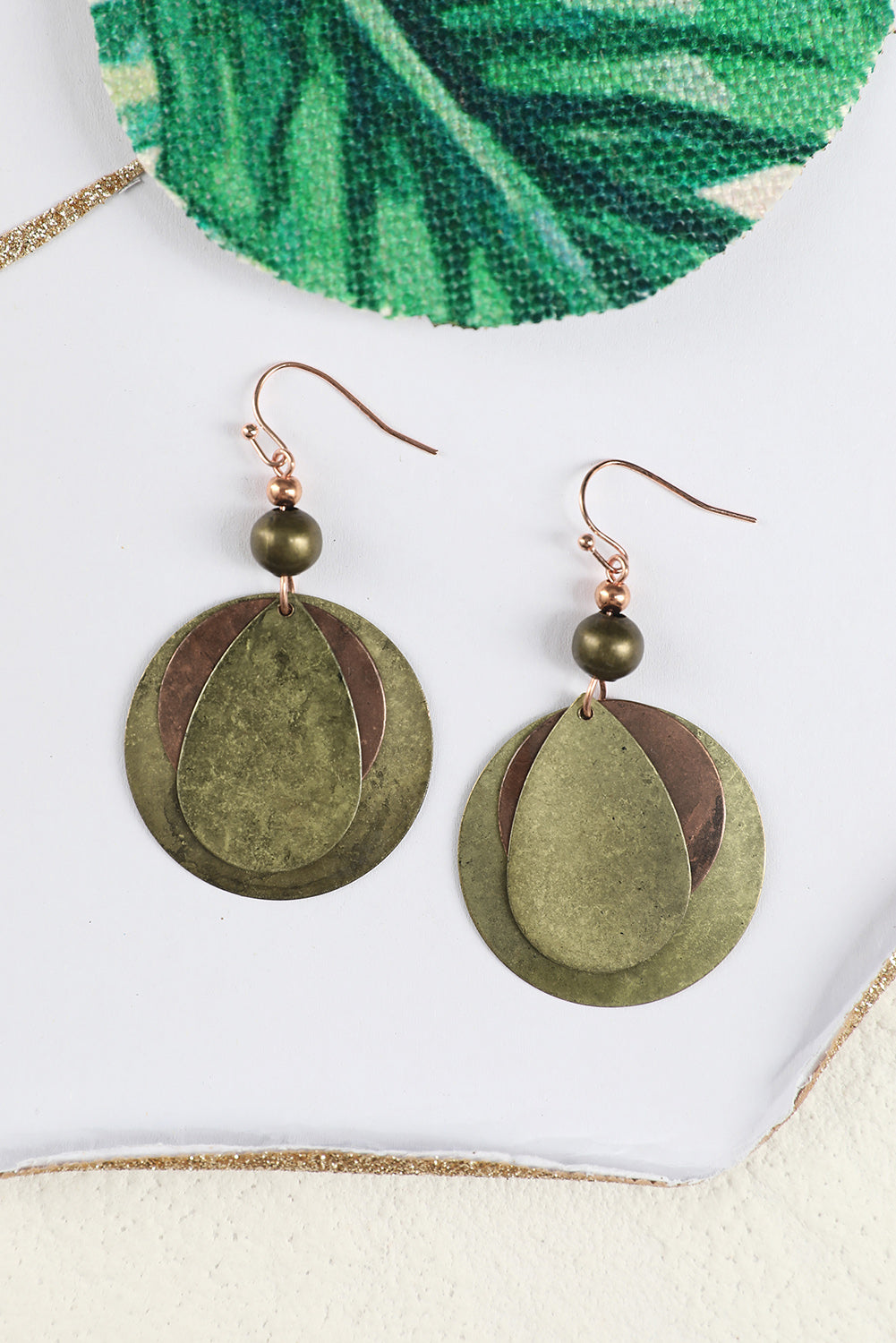 Vintage Layered Copper Drop Earrings