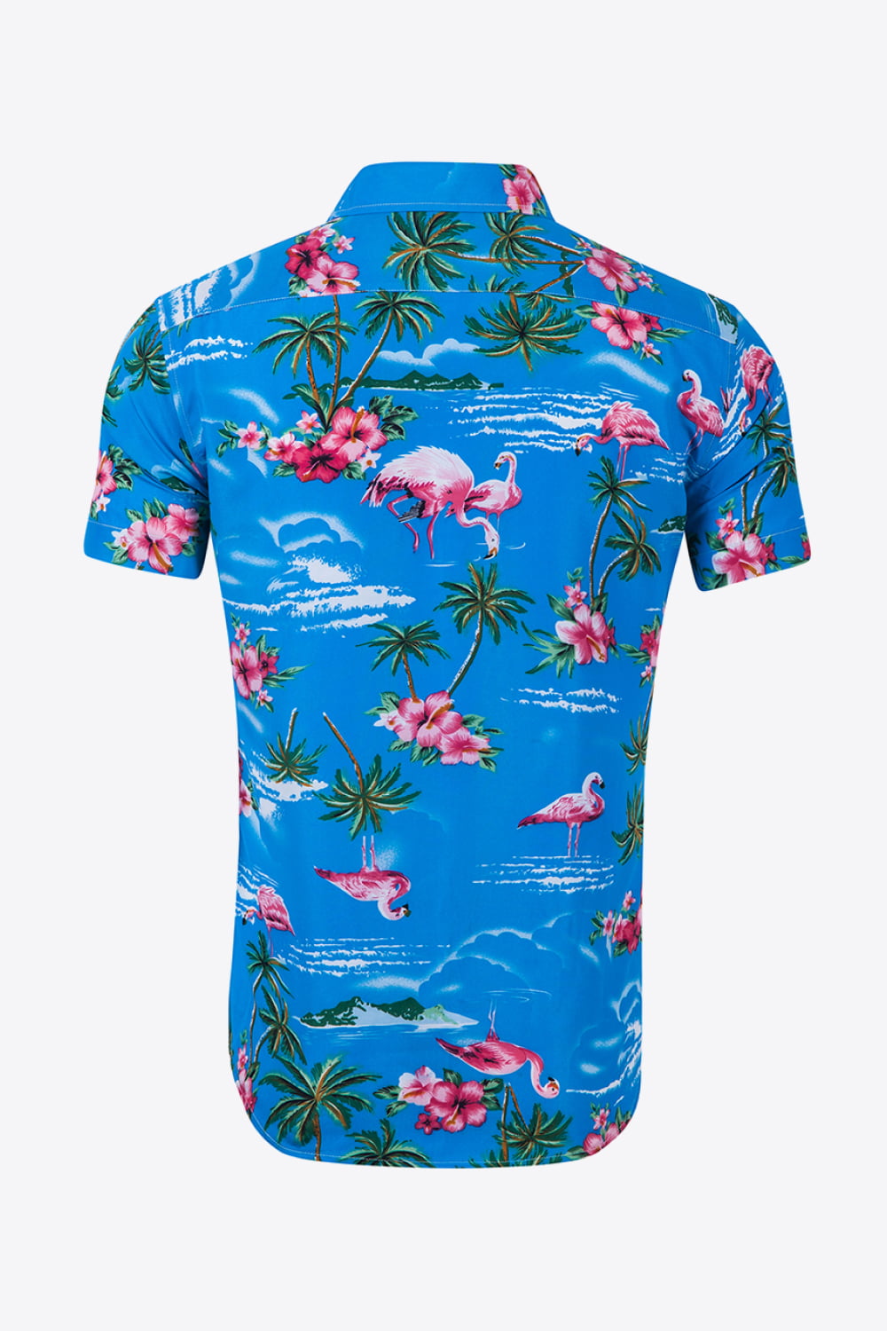 Tropical Print Button-Up Beach Shirt