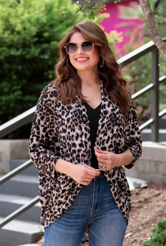 Sierra Cocoon Leopard Cardigan in Brown (RTS)