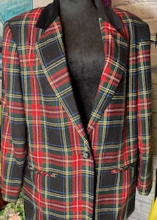 Vintage 1990's Sag Harbor Plaid Boyfriend Blazer