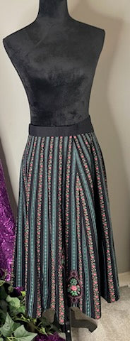 Vintage Valta Green/Black Stripe Skirt