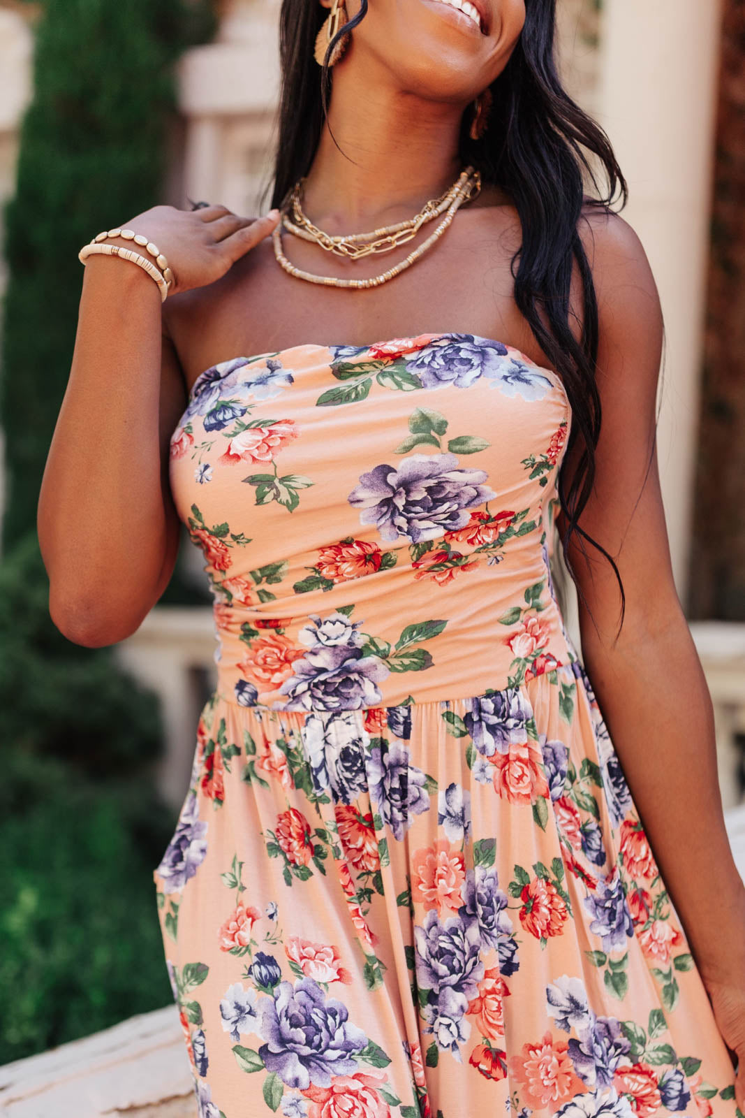 Romantic Roses Maxi Dress in Blush