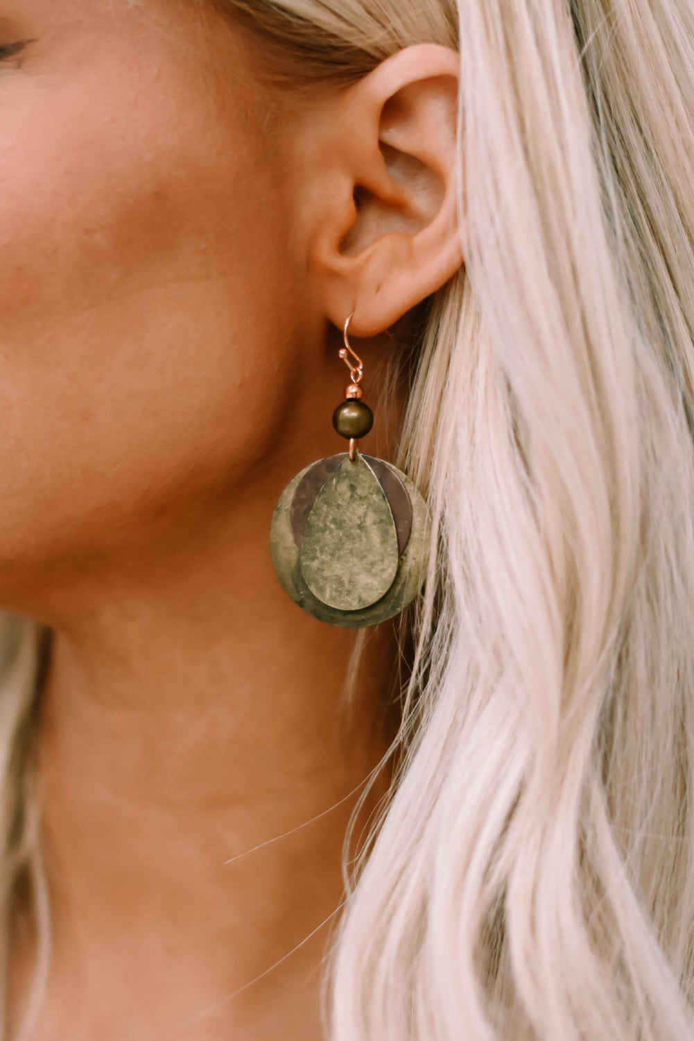 Vintage Layered Copper Drop Earrings