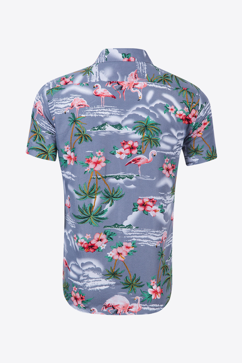 Tropical Print Button-Up Beach Shirt