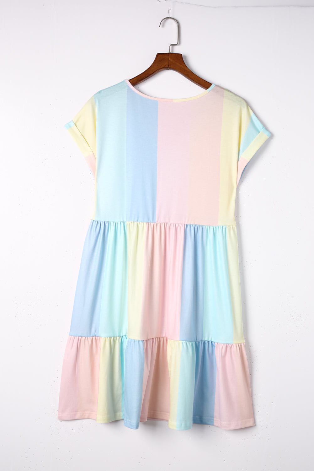 Multicolored V-Neck Tiered Dress