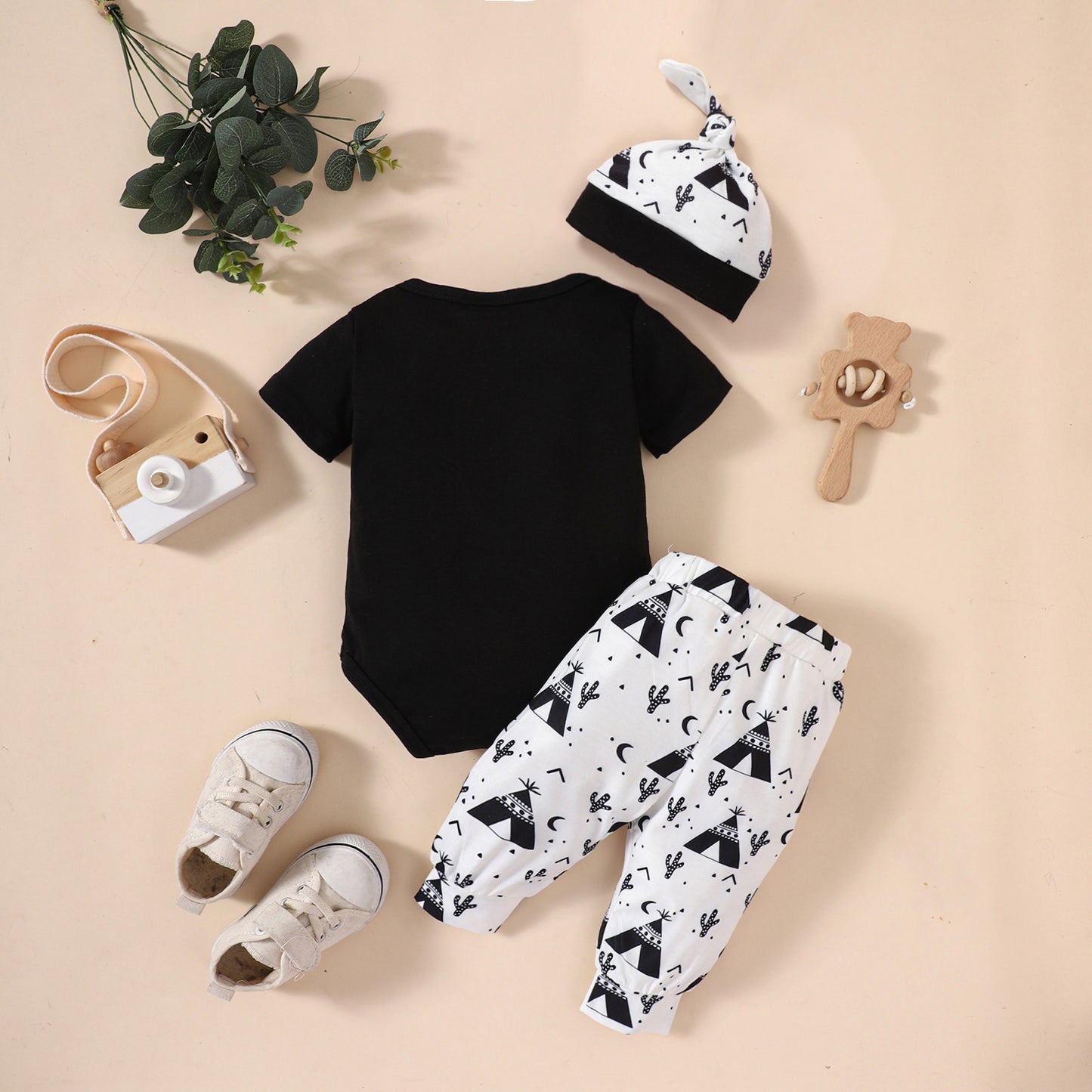 Baby LITTLE BROTHER Graphic Bodysuit and Printed Joggers Set