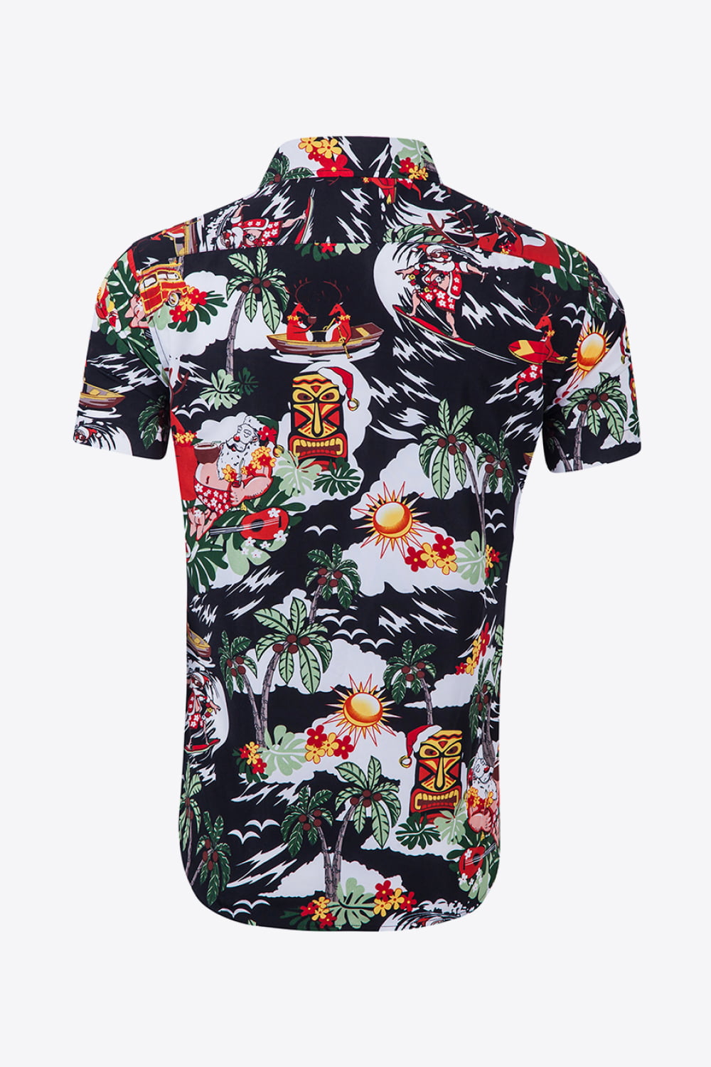 Tropical Print Button-Up Beach Shirt