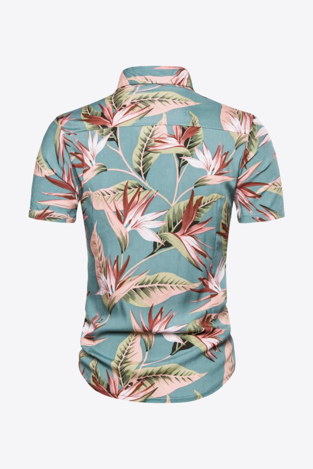 Full Size Botanical Print Short Sleeve Collared Shirt