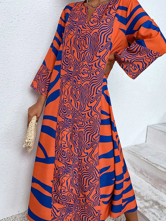 V-neck Orange Over-sized Maxi Dress