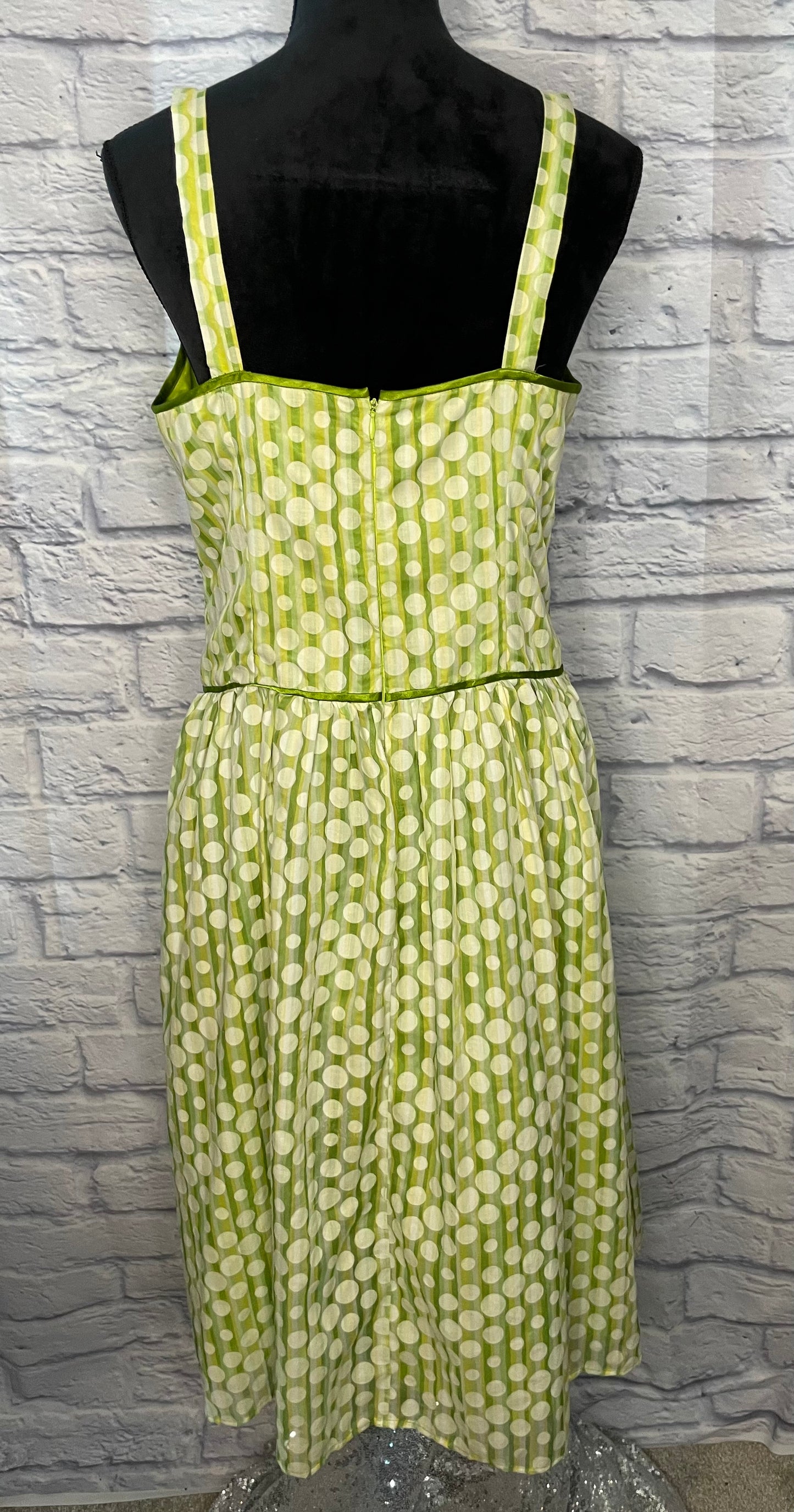 Green/Yellow/White Polka Dot Dress