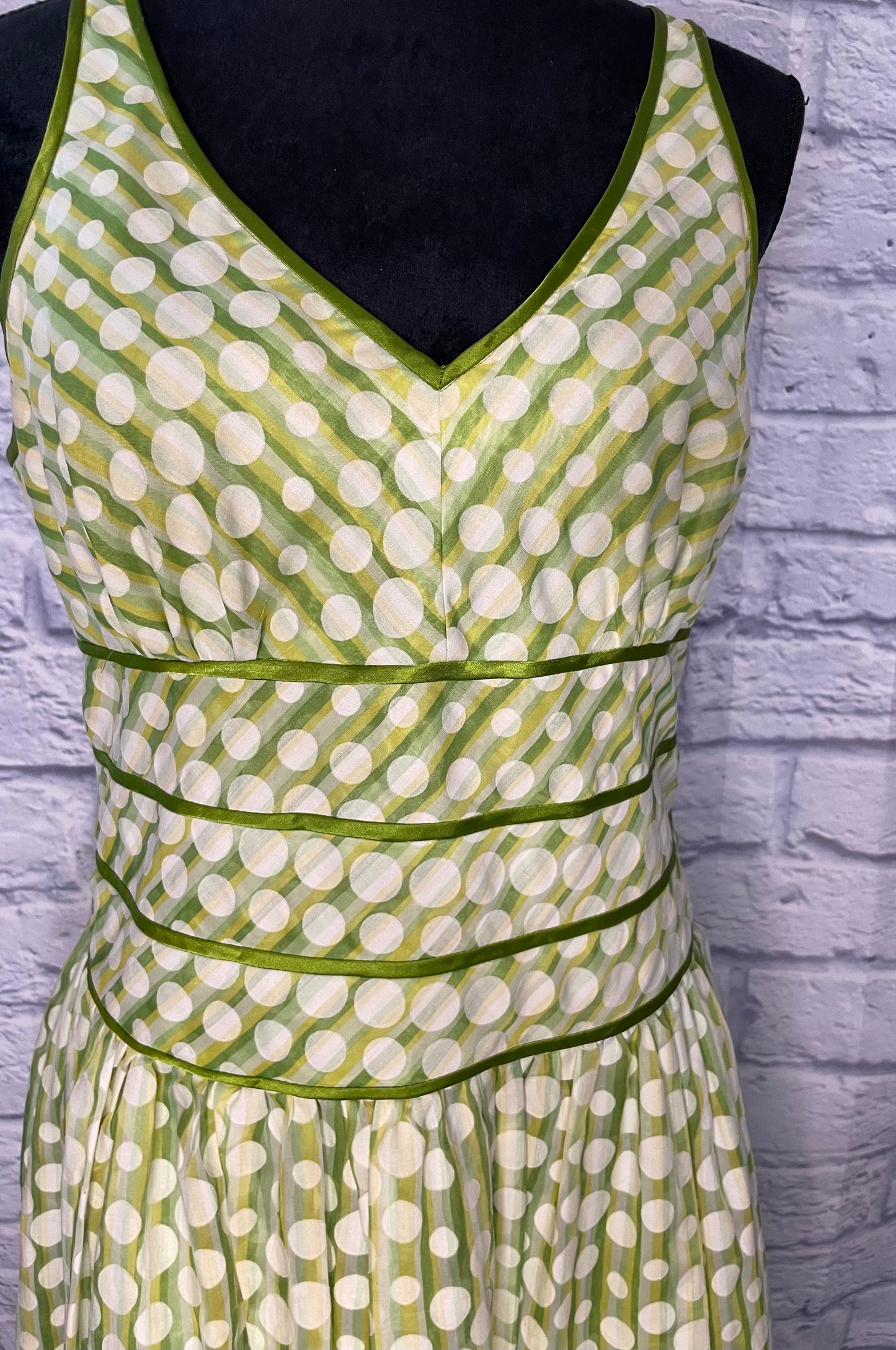 Green/Yellow/White Polka Dot Dress