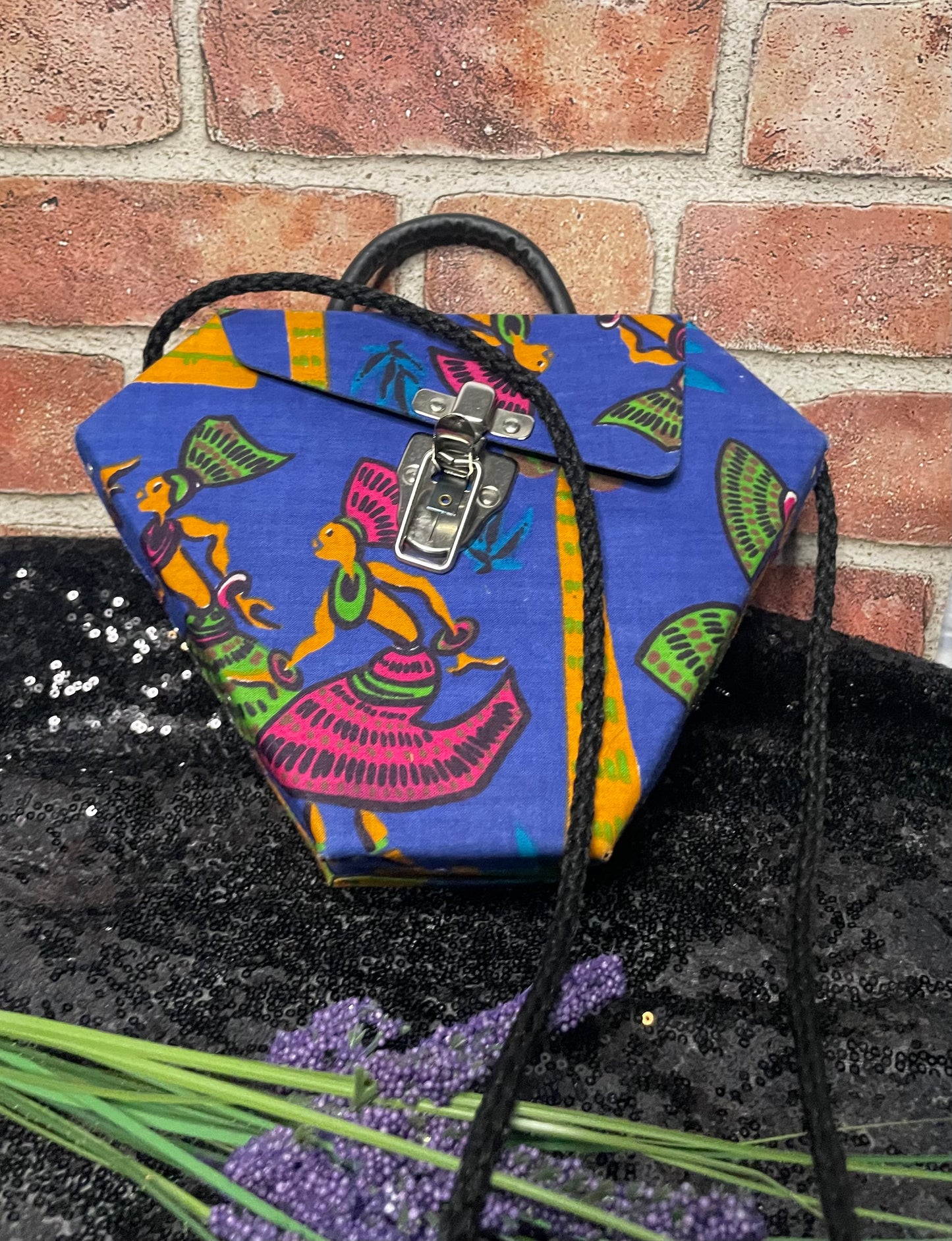 Blue Multi African Print Handbag