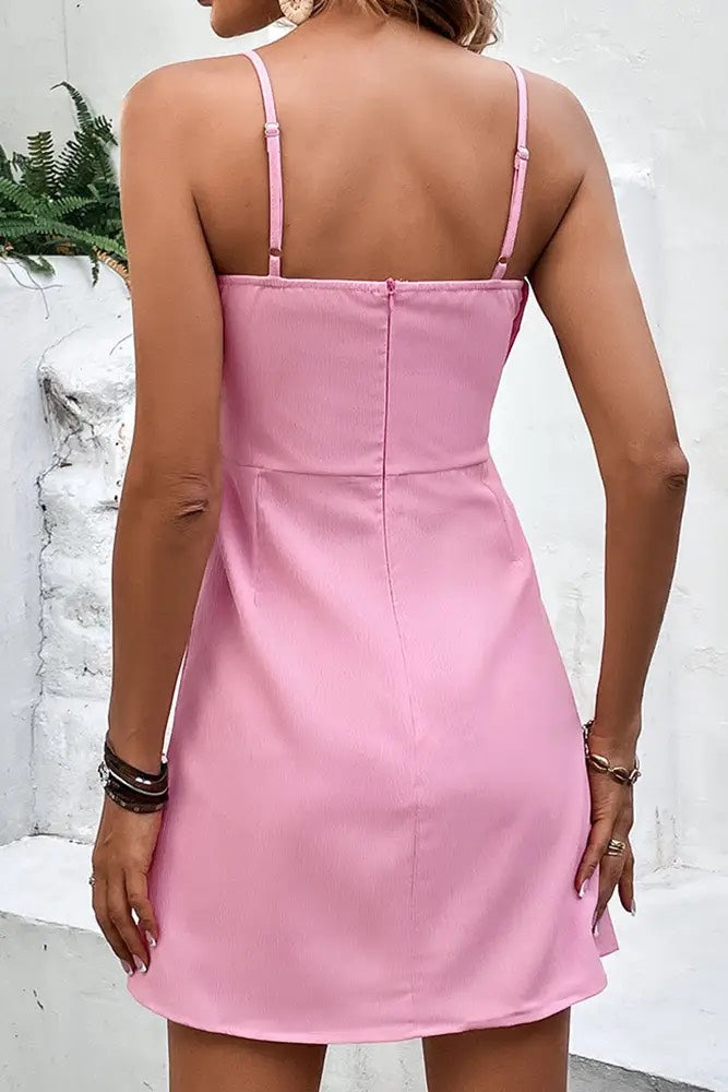 Pink Bowknot Sling Mini Dress