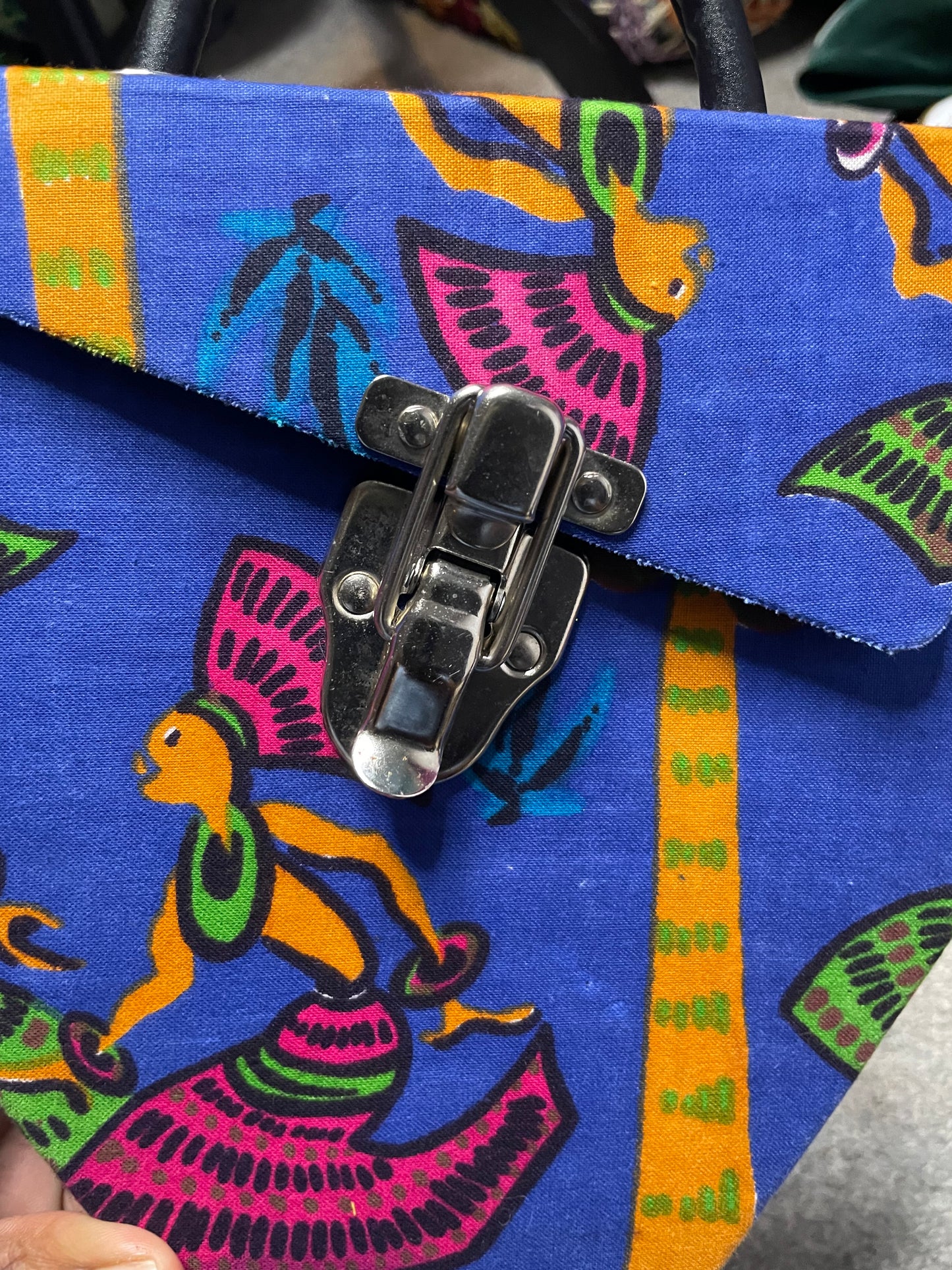 Blue Multi African Print Handbag