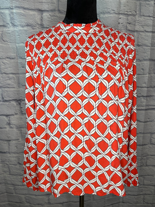 Crown & Ivy Orange Print Blouse