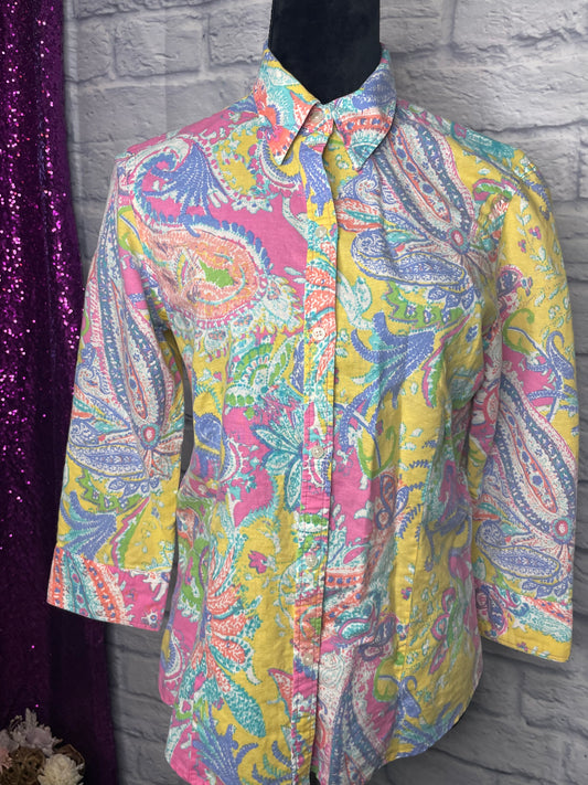 Chaps Ralph Lauren Multi-Colored Paisley Blouse