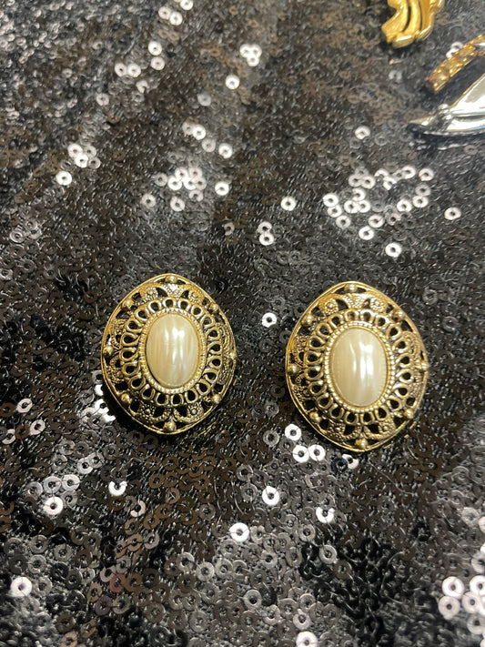 Vintage Gold with Pearl Earrings