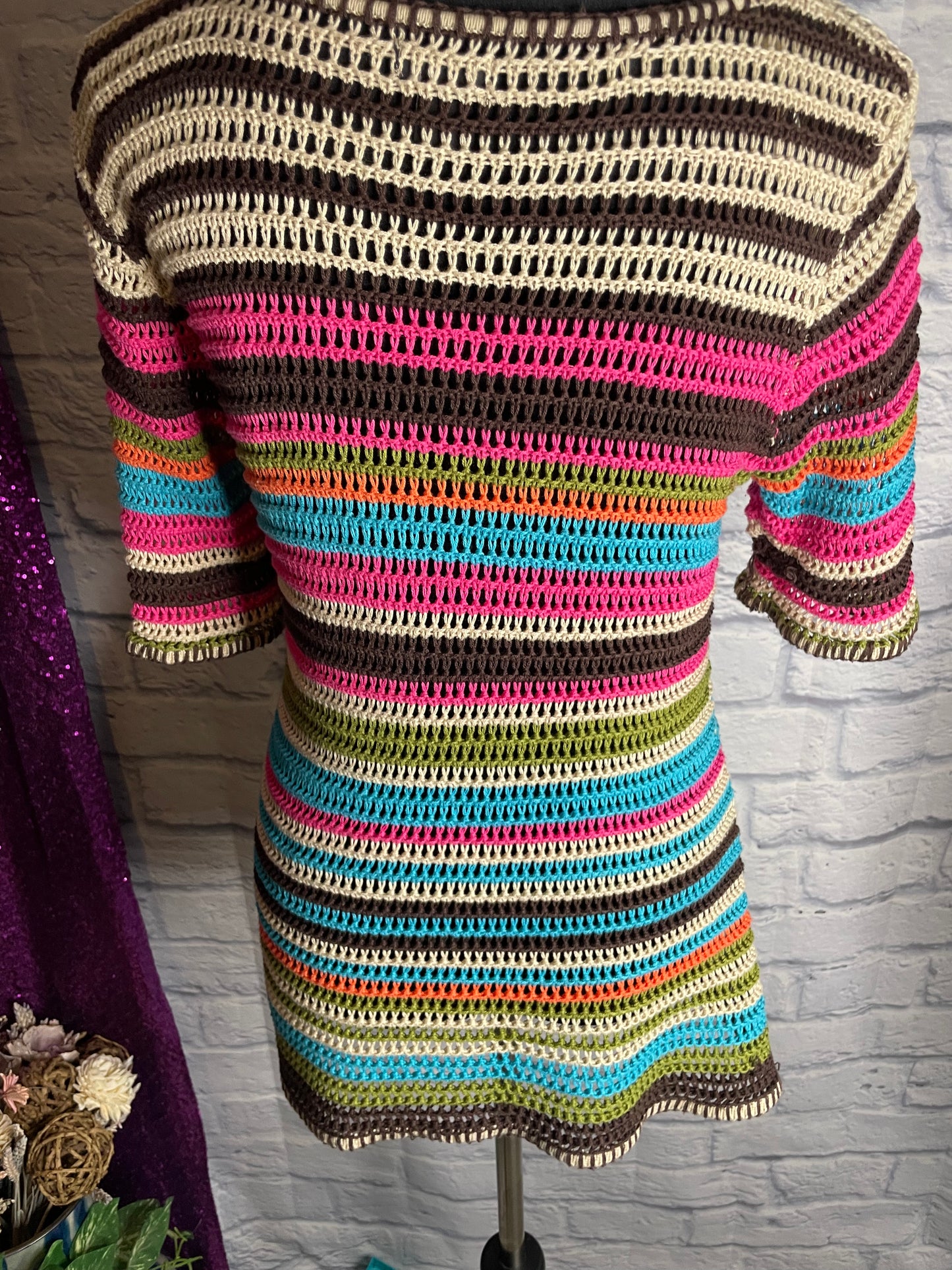 New Directions Multi color stripe Tunic/Cover Up