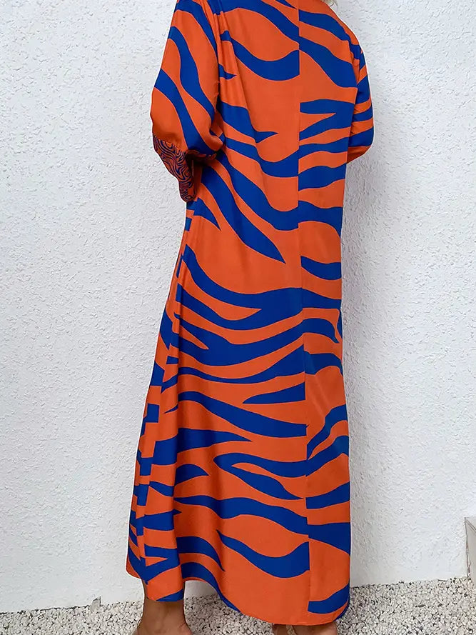 V-neck Orange Over-sized Maxi Dress