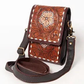 CELL PHONE CASE HTooled Saddle Leather Canvas Bag